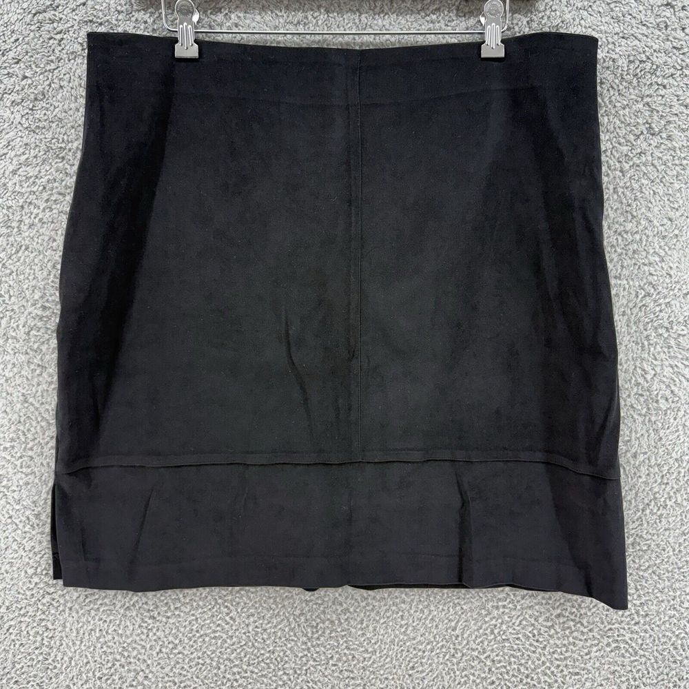 Kathy Ireland Plus Womens Size 22 Black Midi Skirt Soft Stretch Fabric Zip Back
